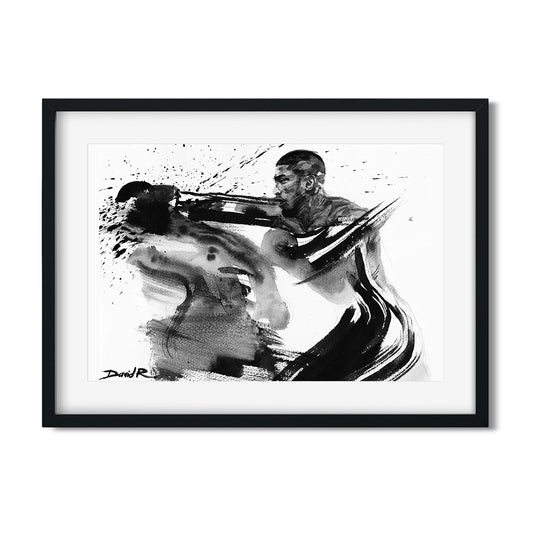 Original painting of boxer Anthony Joshua created by Sports and Movement Artist David Roman Art